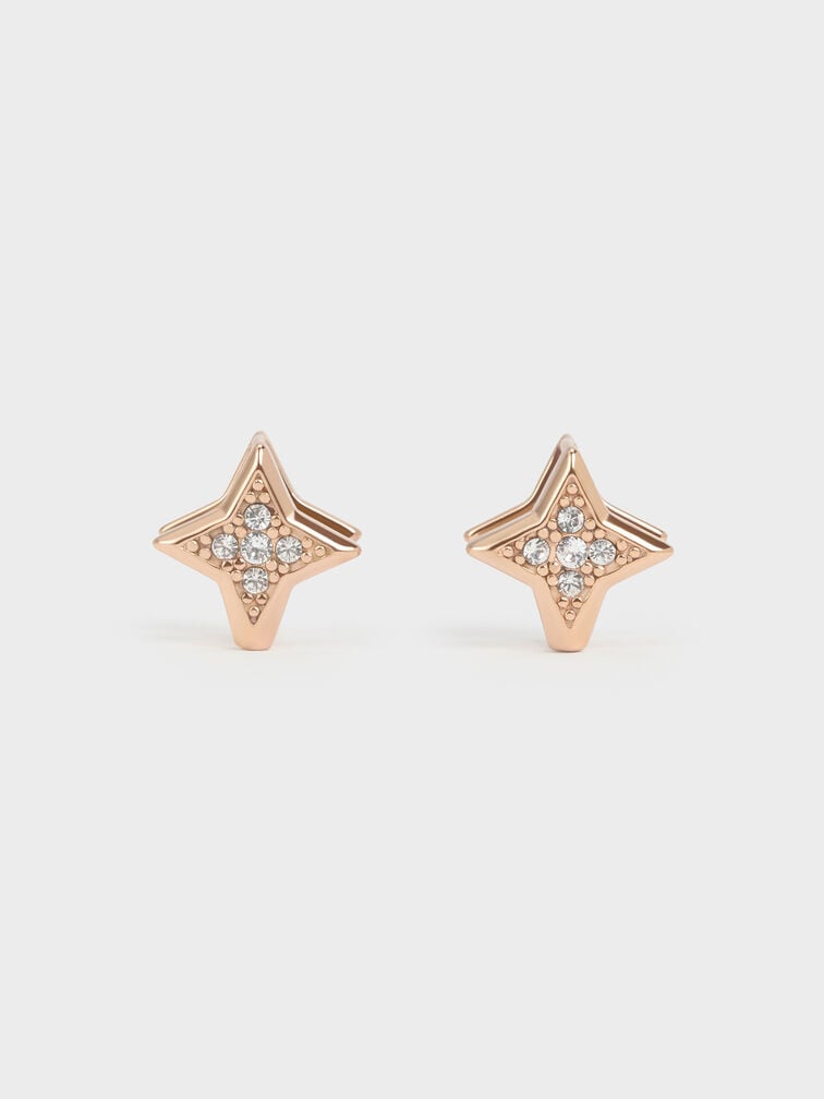 Everest Crystal Star Earrings, Rose Gold, hi-res