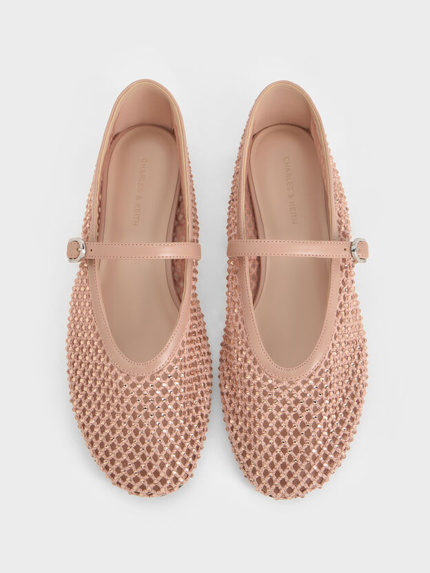 Maggie Mesh Crystal Mary Janes, Nude, hi-res