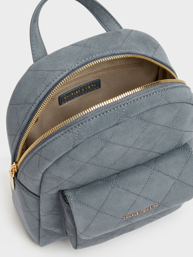 Alva Quilted Front-Pocket Backpack, Smoky Blue, hi-res