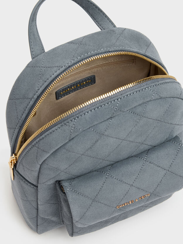 Alva Quilted Front-Pocket Backpack, Smoky Blue, hi-res