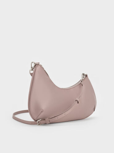 Dion Satin Chain-Handle Asymmetric Shoulder Bag, Blushed Mauve, hi-res