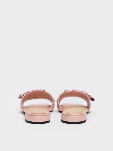 Tayari Leather Printed-Strap Slide Sandals, Pink, hi-res