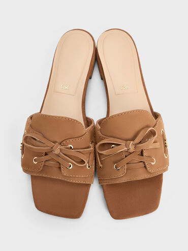 Kori Suede Lace-Up Slide Sandals, Cognac, hi-res