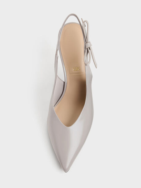 Anastasia Leather Slingback Pumps, Grey, hi-res