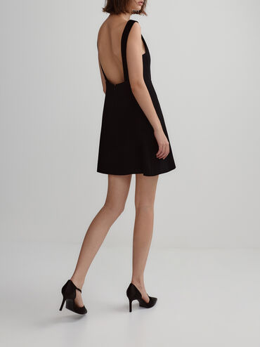 Satin Asymmetric-Strap D’Orsay Stiletto Pumps, Black Textured, hi-res