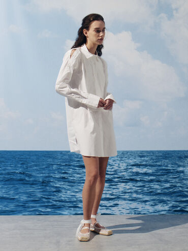 Bernadine Mesh Floral-Embroidered Tie-Around Espadrille Flats, White, hi-res