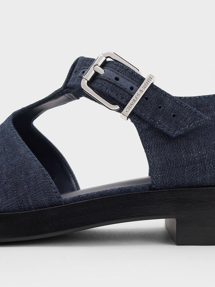 Charly T-Bar Buckled Sandals, Dark Blue Charly T-Bar Buckled Sandals, Dark Blue, hi-res