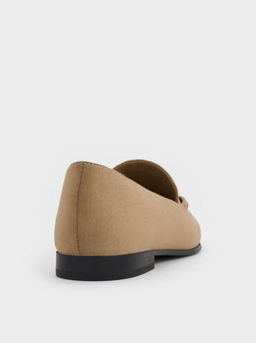 Faux Suede Metallic Knot-Bar Loafers, Camel, hi-res