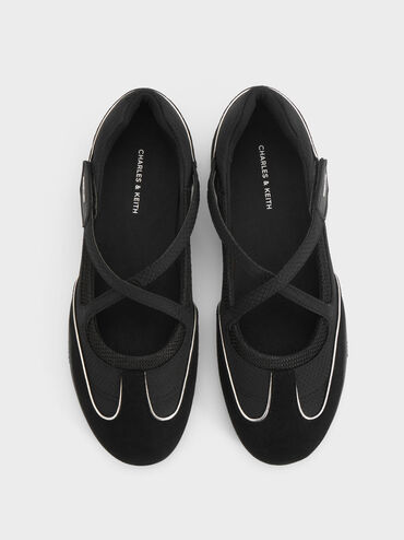 Mika Crossover Mary Jane Sneakers, Black Textured, hi-res