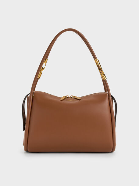 Lyla Tubular Slouchy Shoulder Bag, Chocolate, hi-res