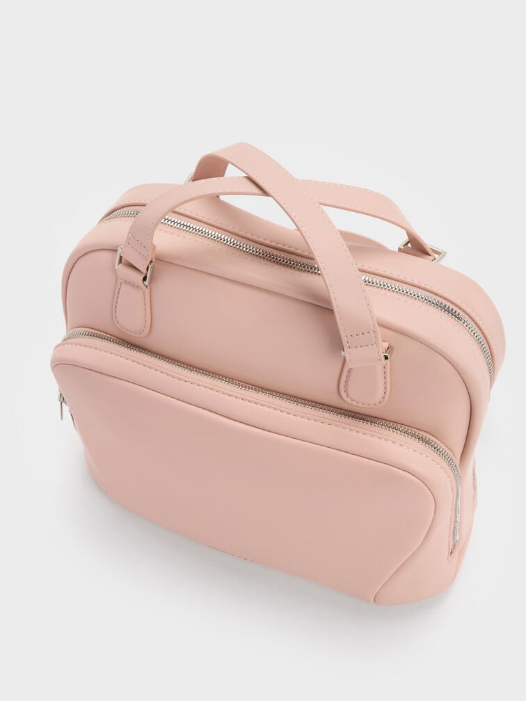Nelly Front-Pocket Boxy Backpack, Light Pink, hi-res
