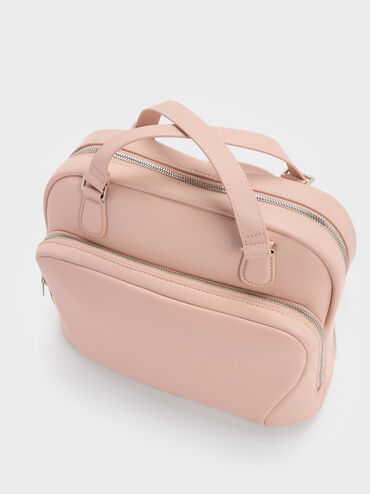 Nelly Front-Pocket Boxy Backpack, Light Pink, hi-res