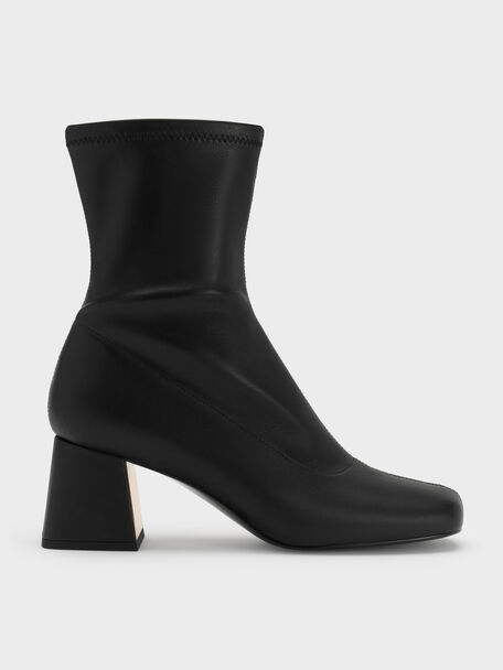 Jully Metallic Trapeze Heel Ankle Boots, Black, hi-res