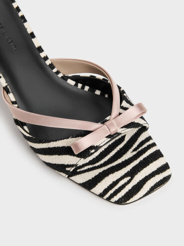 Kaleen Zebra-Print Kitten-Heel Mules, Animal Print Black, hi-res