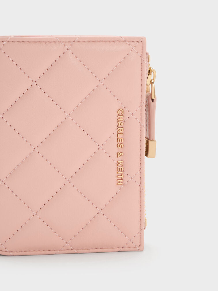 Alva Quilted Top-Zip Small Wallet, Pink, hi-res