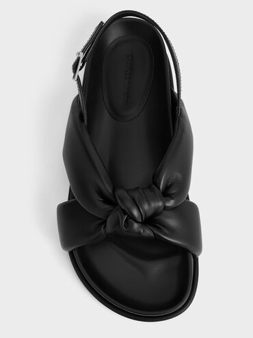Rosetta Knotted Puffy Sandals, Black, hi-res