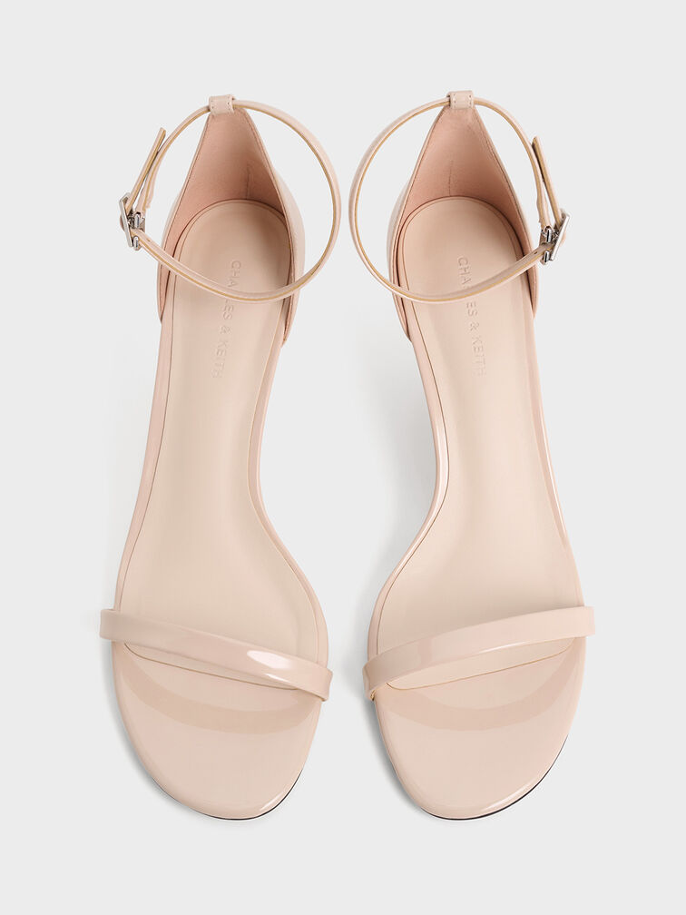 Patent Stiletto-Heel Ankle-Strap Sandals, Nude, hi-res
