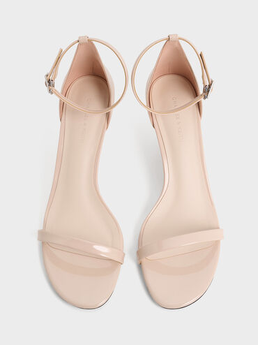 Patent Stiletto-Heel Ankle-Strap Sandals, Nude, hi-res