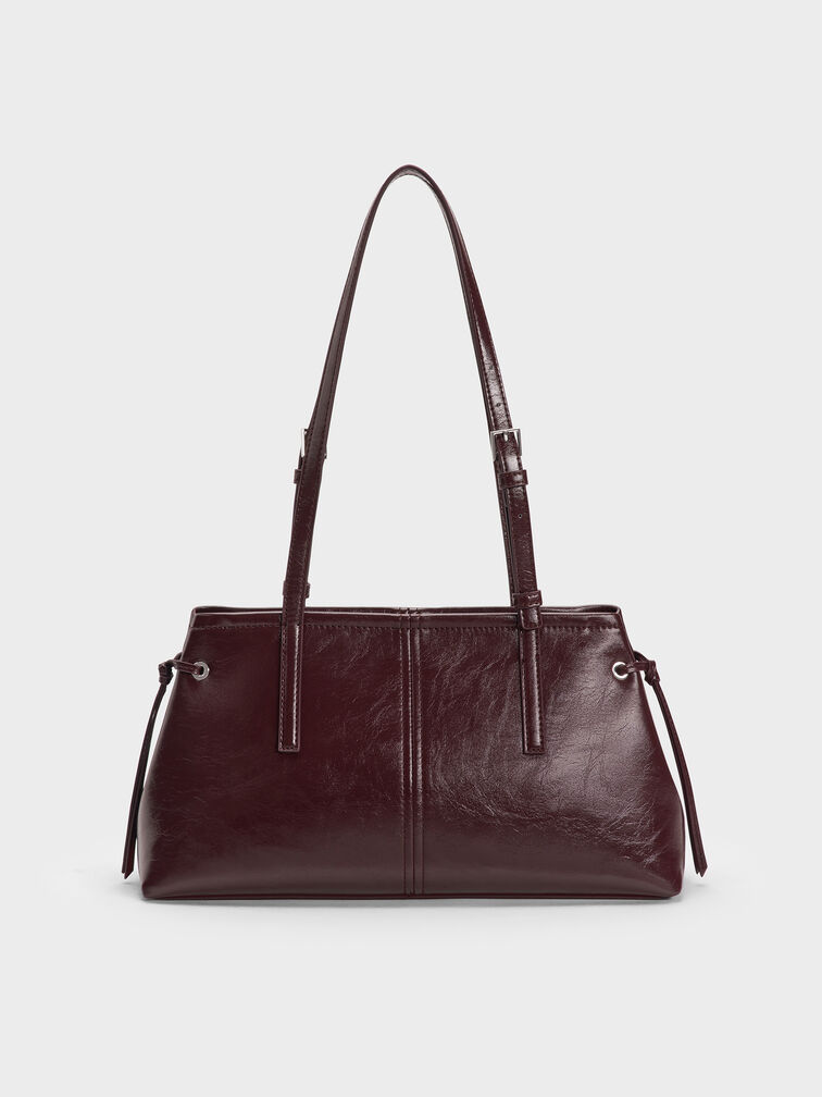 Noane Elongated-Handle Shoulder Bag, Wineberry Red, hi-res