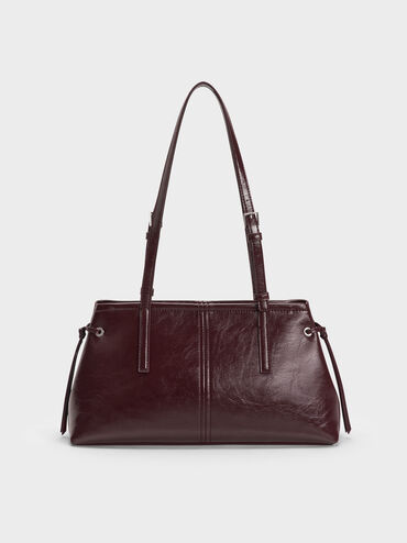 Noane Elongated-Handle Shoulder Bag, Wineberry Red, hi-res