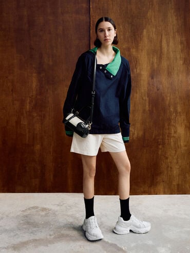 Enola Canvas Two-Tone Bowling Bag, Black, hi-res