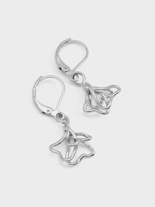 Fernley Flower Drop Earrings, Silver, hi-res