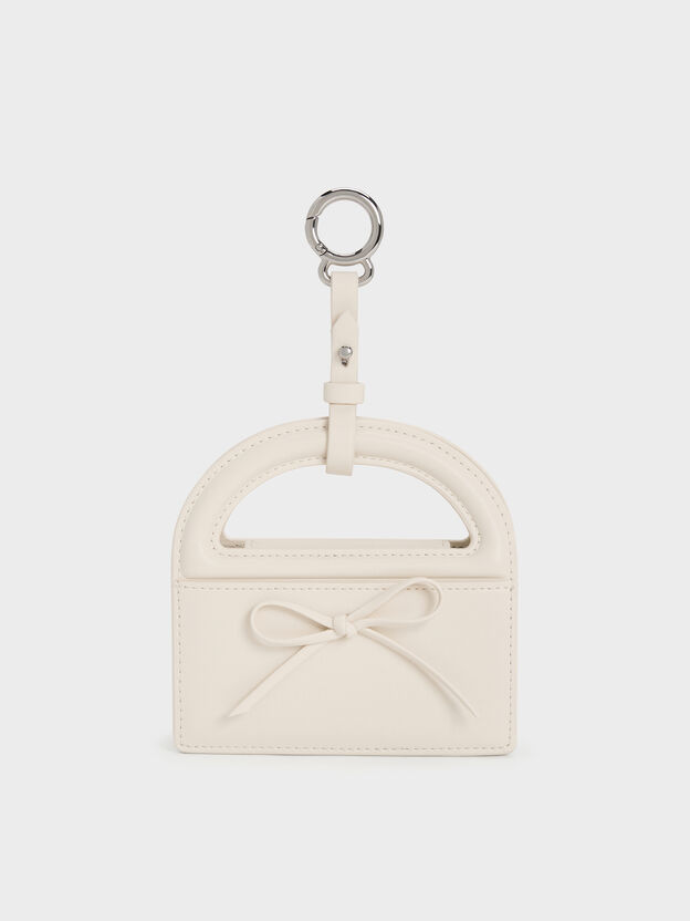 Reese Bow Top Handle Wristlet, Cream, hi-res