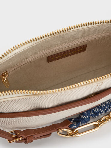 Addison Canvas Knotted-Rope Shoulder Bag, Taupe Canvas, hi-res