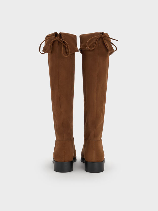 Louisa Faux Suede Fold-Over Thigh-High Boots, Brown, hi-res