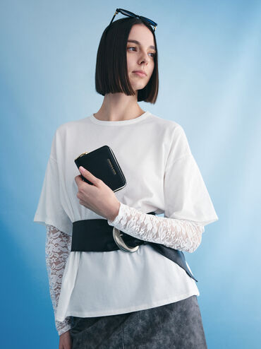 Finley Zip-Around Small Wallet, Black, hi-res