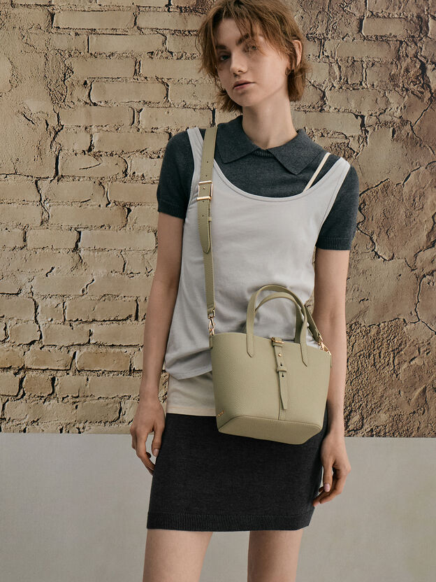 Beryl Belted Bucket Bag, Pale Olive, hi-res