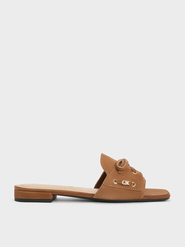 Kori Suede Lace-Up Slide Sandals, Cognac, hi-res
