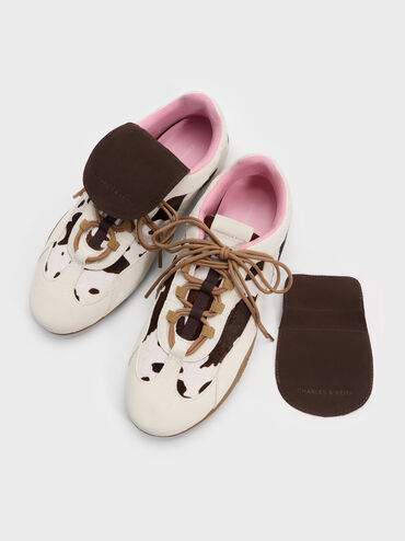 Calf Hair & Suede Cow-Print Top-Flap Sneakers, Multi, hi-res
