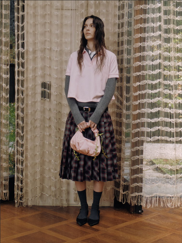 Mabel Satin Floral-Vine Hobo Bag, Pink, hi-res