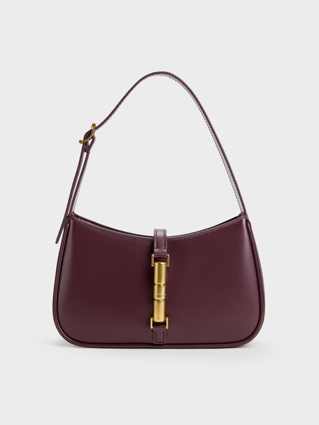 Cesia Metallic Accent Shoulder Bag, Wineberry Red, hi-res