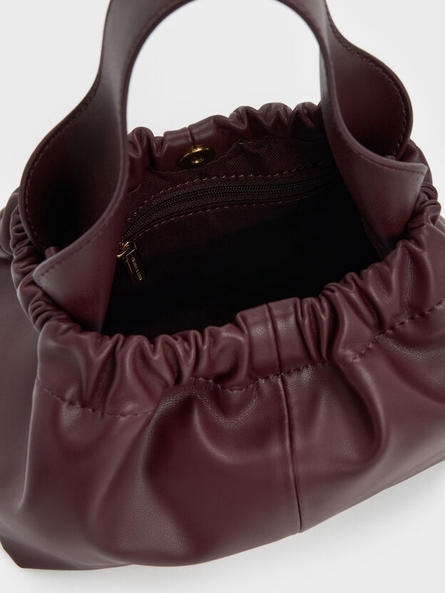 Ally Ruched Chain-Handle Bag, Wineberry Red, hi-res