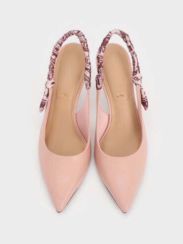 Tayari Leather Printed-Strap Slingback Pumps, Pink, hi-res