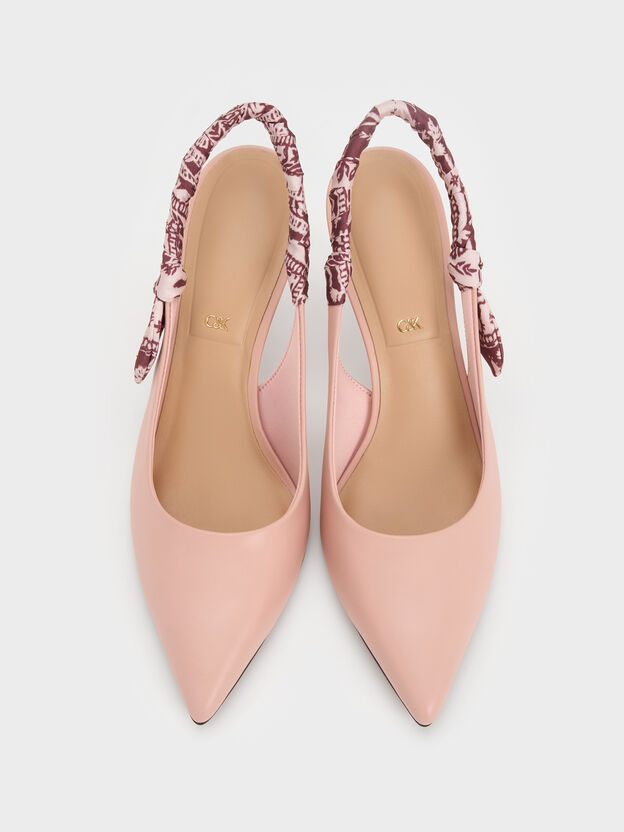 Tayari Leather Scarf-Strap Slingback Pumps, Pink, hi-res