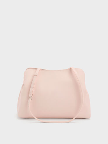 Reese Ruched Bow Shoulder Bag, Soft Pink, hi-res