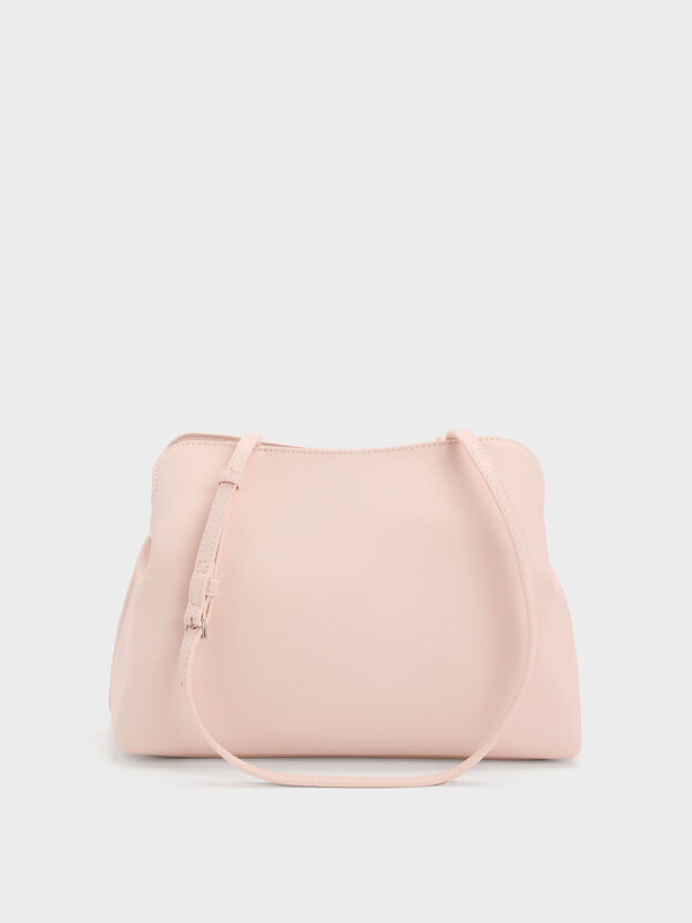Reese Ruched Bow Shoulder Bag, Soft Pink, hi-res