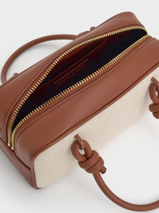 Sammie Canvas Knotted-Handle Boxy Bag, Taupe Canvas, hi-res