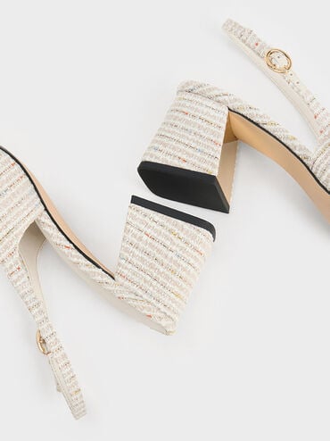 Aeryn Tweed Pearl-Embellished Slingback Pumps, Cream, hi-res