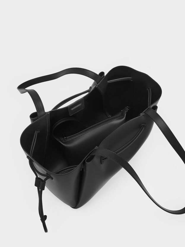 Hanya Drawstring Tote Bag, Jet Black, hi-res
