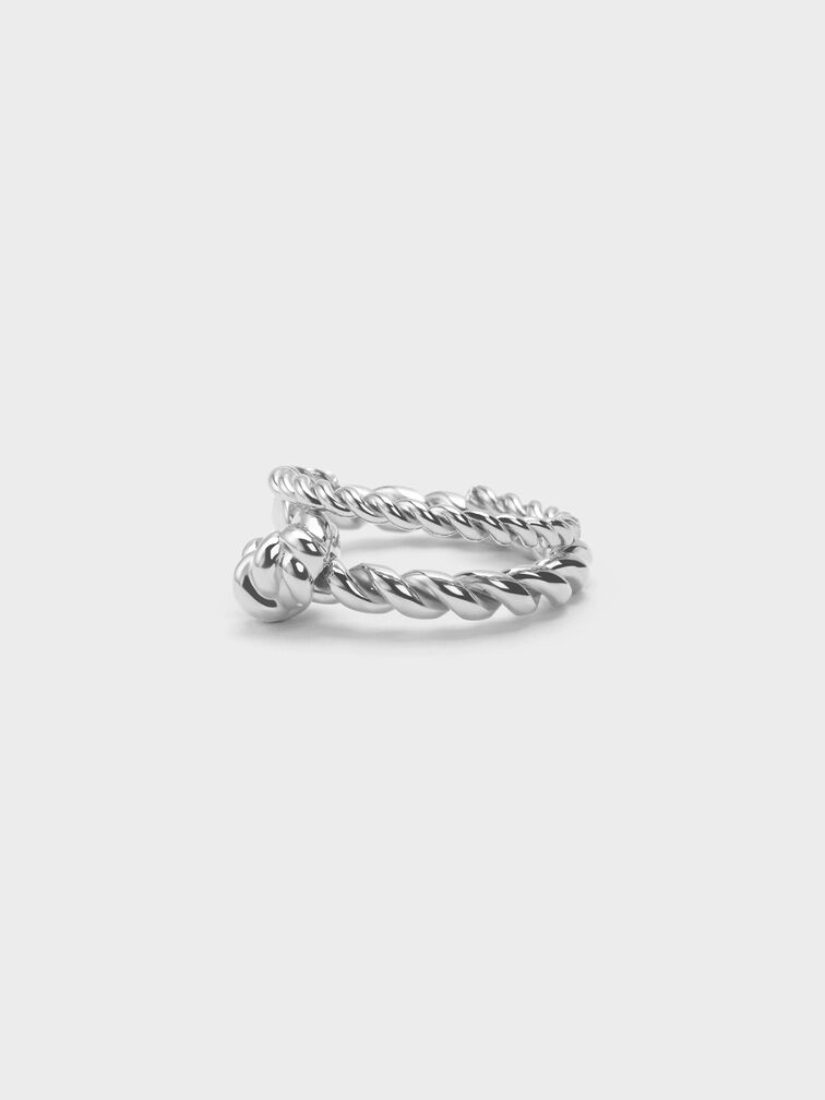 Sable Rope-Knot Two-Ring Set, Silver, hi-res