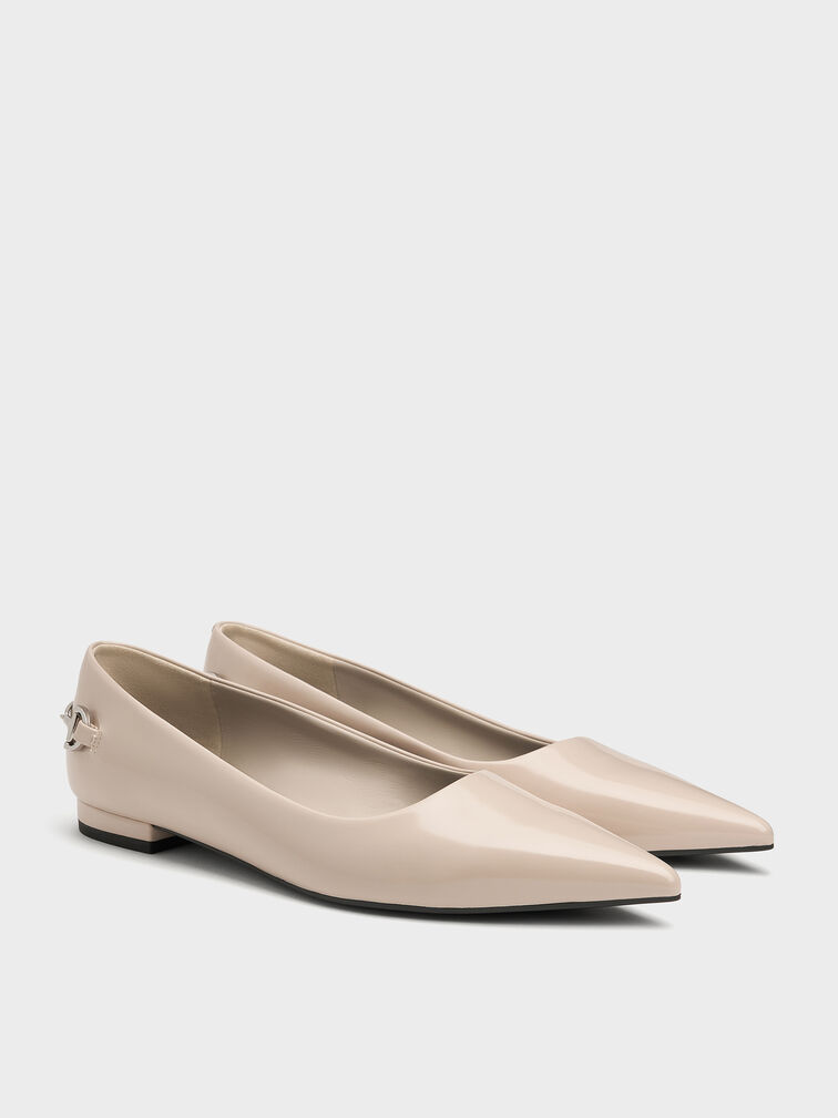 Erinna Metallic-Accent Pointed-Toe Flats, Sand, hi-res