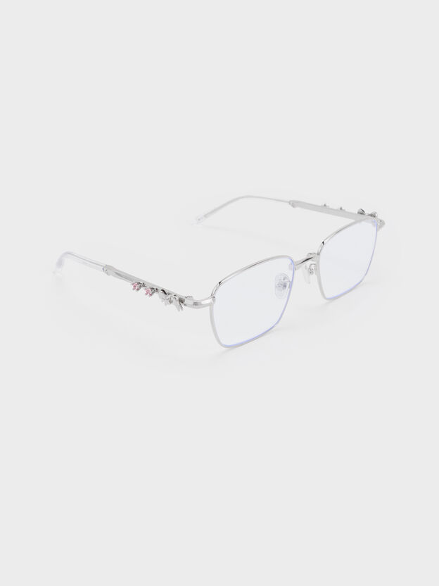Paige Clear Rectangular Sunglasses, Silver, hi-res