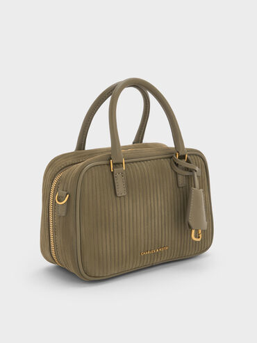 Mini Sianna Corduroy Bowling Bag, Deep Olive, hi-res