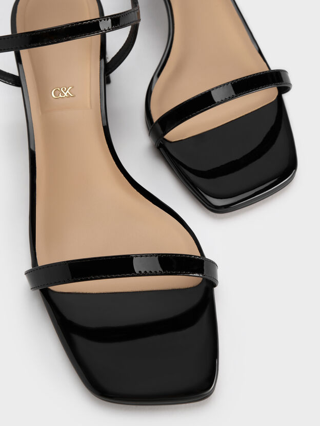 Emmaline Patent Leather Crystal Sandals, Black Patent, hi-res