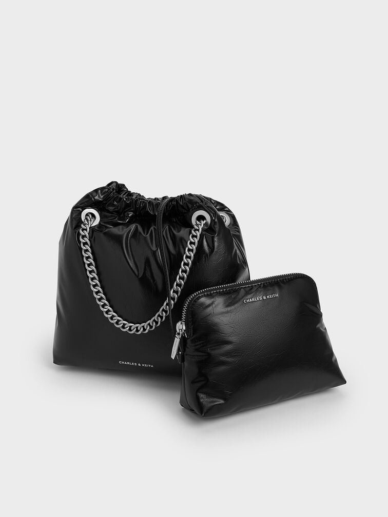 Caia Chain-Handle Tote Bag, Noir Caia Chain-Handle Tote Bag, Noir, hi-res