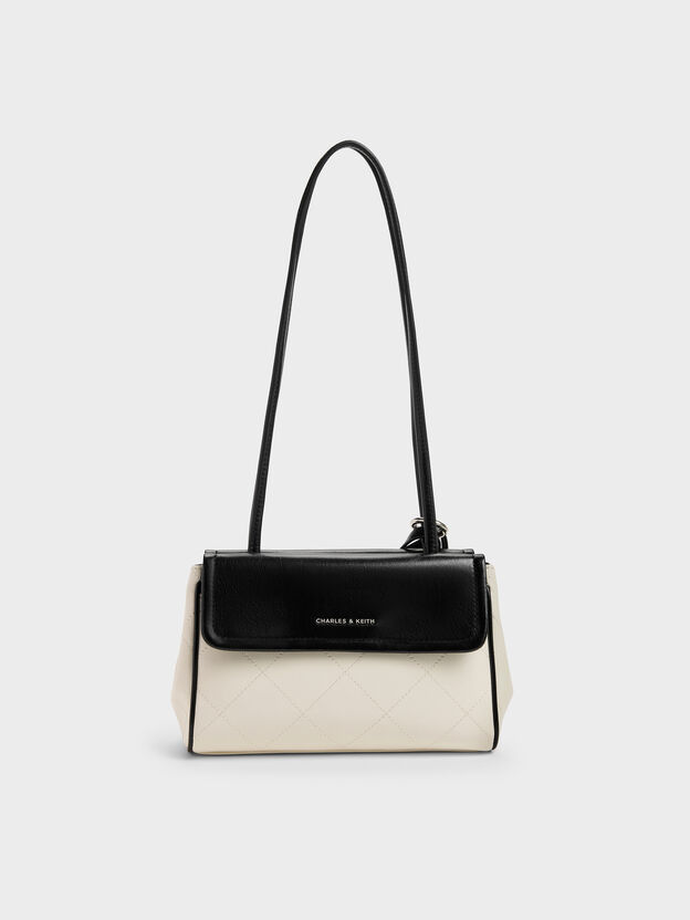 Apfra Two-Tone Quilted Tote Bag, Multi Cream, hi-res